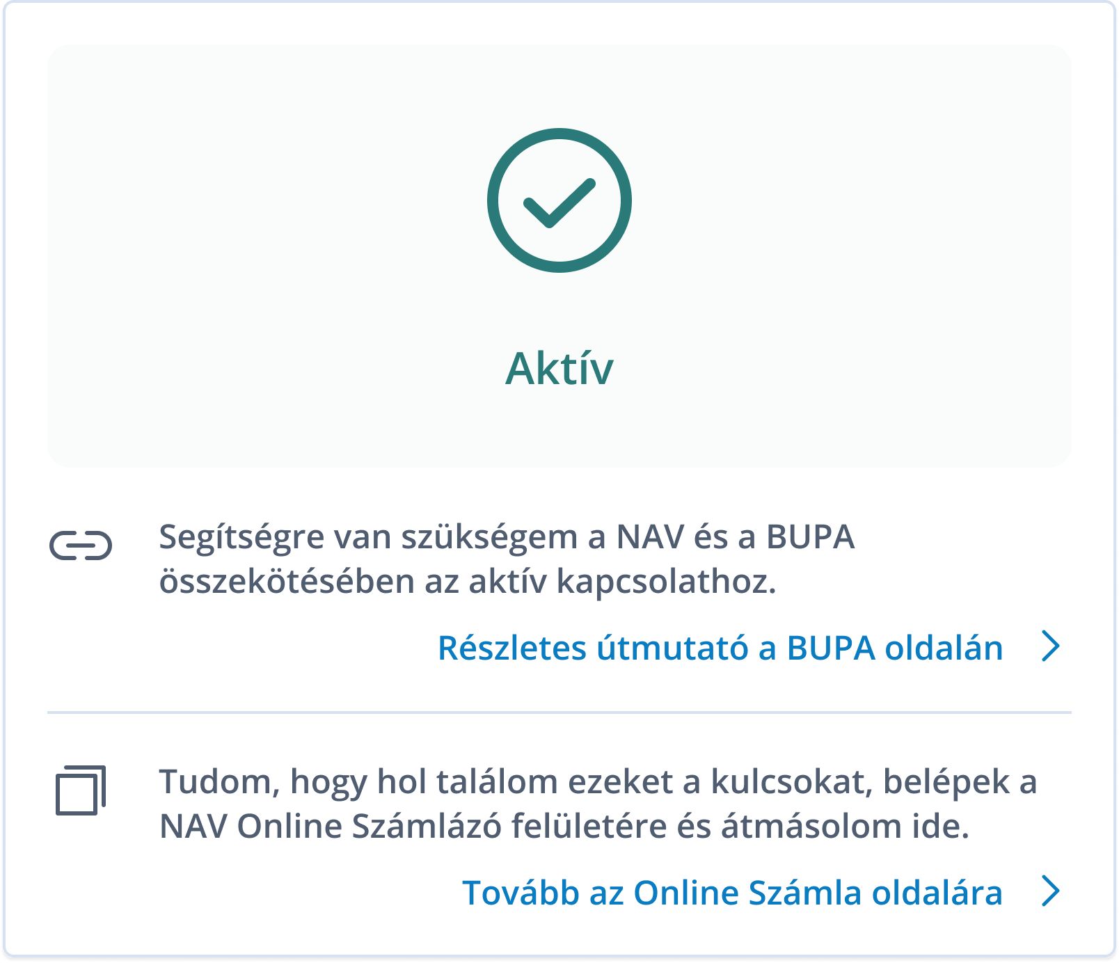 NAV kapcsolat státusza