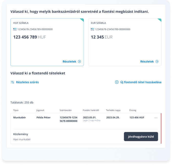 Fizetendő tételek