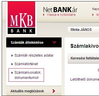 Számlakivonat